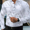 Men's Slim Fit Striped Dress Shirt - Polyester, Fashionable Style   OAXG White / FR S