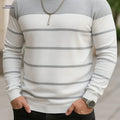 Men's Slim-Fit Striped Round-Neck Knit Sweater - Spring Style   OAXG Grey / FR XS