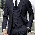 Men's Slim Fit Three-Piece Suit - Notched Lapel Wedding Set   OAXG 
