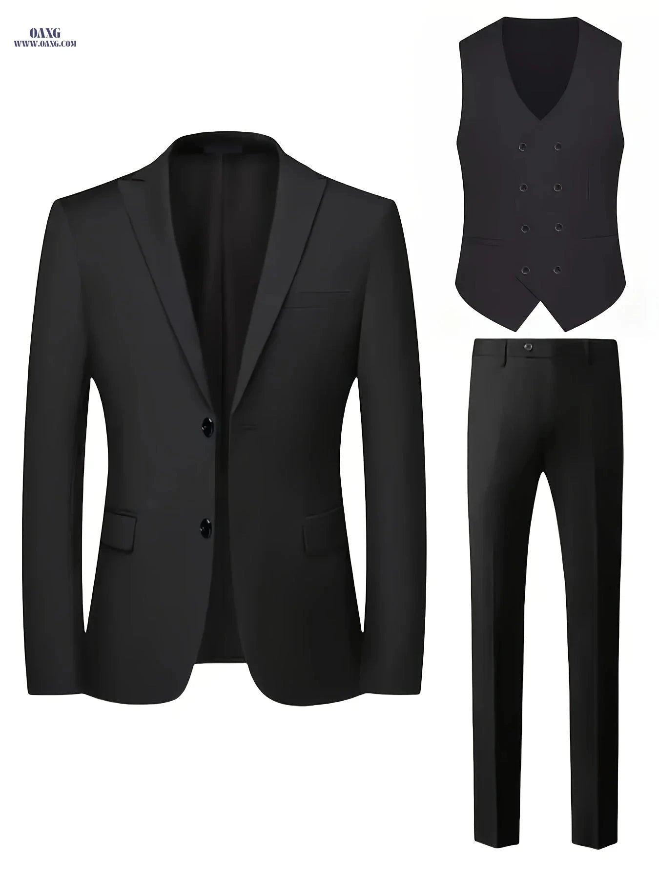 Men's Slim Fit Three-Piece Suit - Notched Lapel Wedding Set   OAXG 