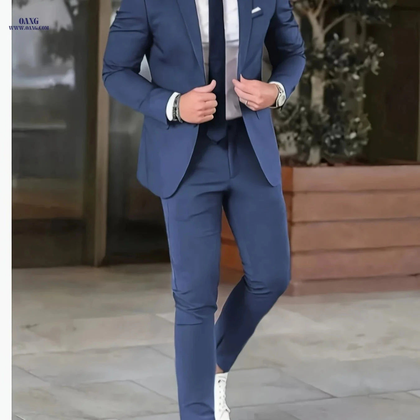 Men's Slim Fit Tuxedo Suit Set - Stylish Wedding Outfit for Gentlemen   OAXG 