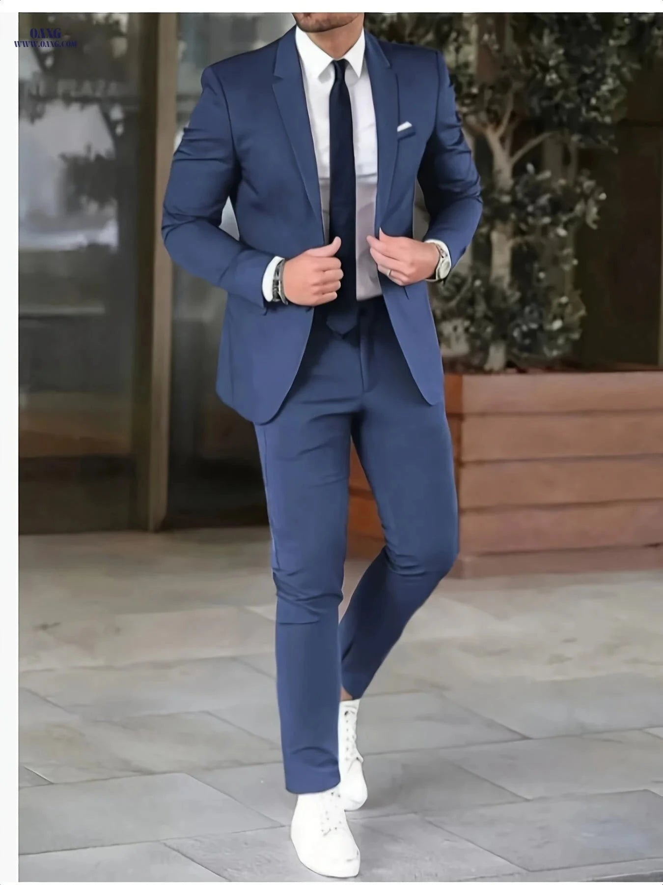 Men's Slim Fit Tuxedo Suit Set - Stylish Wedding Outfit for Gentlemen   OAXG 