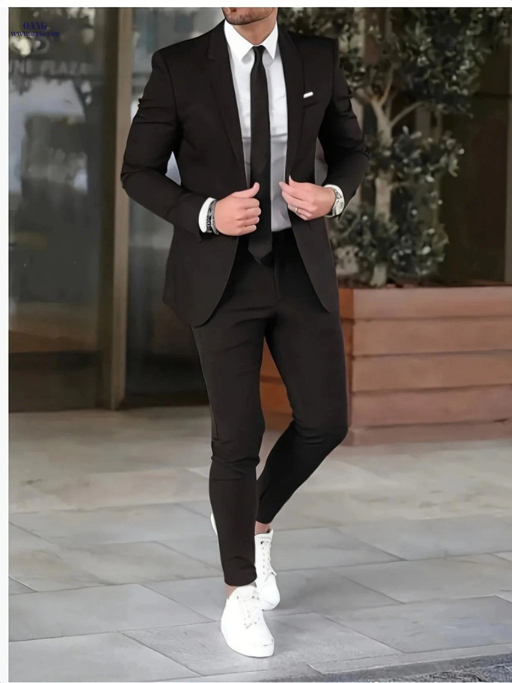 Men's Slim Fit Tuxedo Suit Set - Stylish Wedding Outfit for Gentlemen   OAXG 