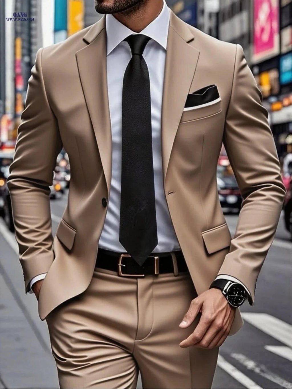 Men's Slim Fit Two-Piece Suit Set - Stylish Jacket & Trousers   OAXG 