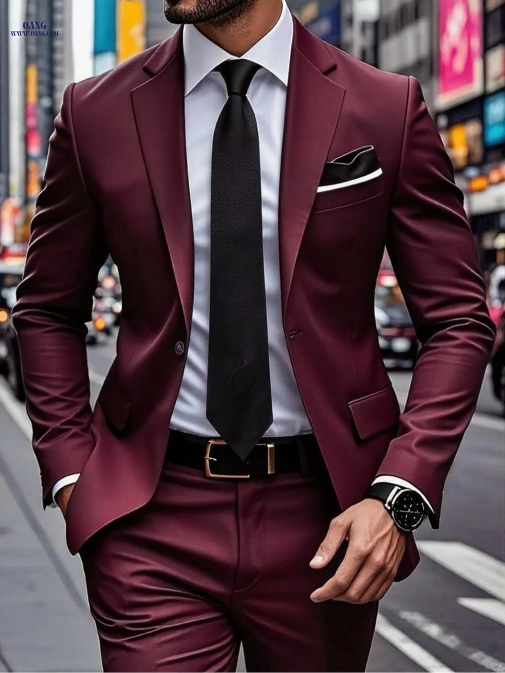 Men's Slim Fit Two-Piece Suit Set - Stylish Jacket & Trousers   OAXG 