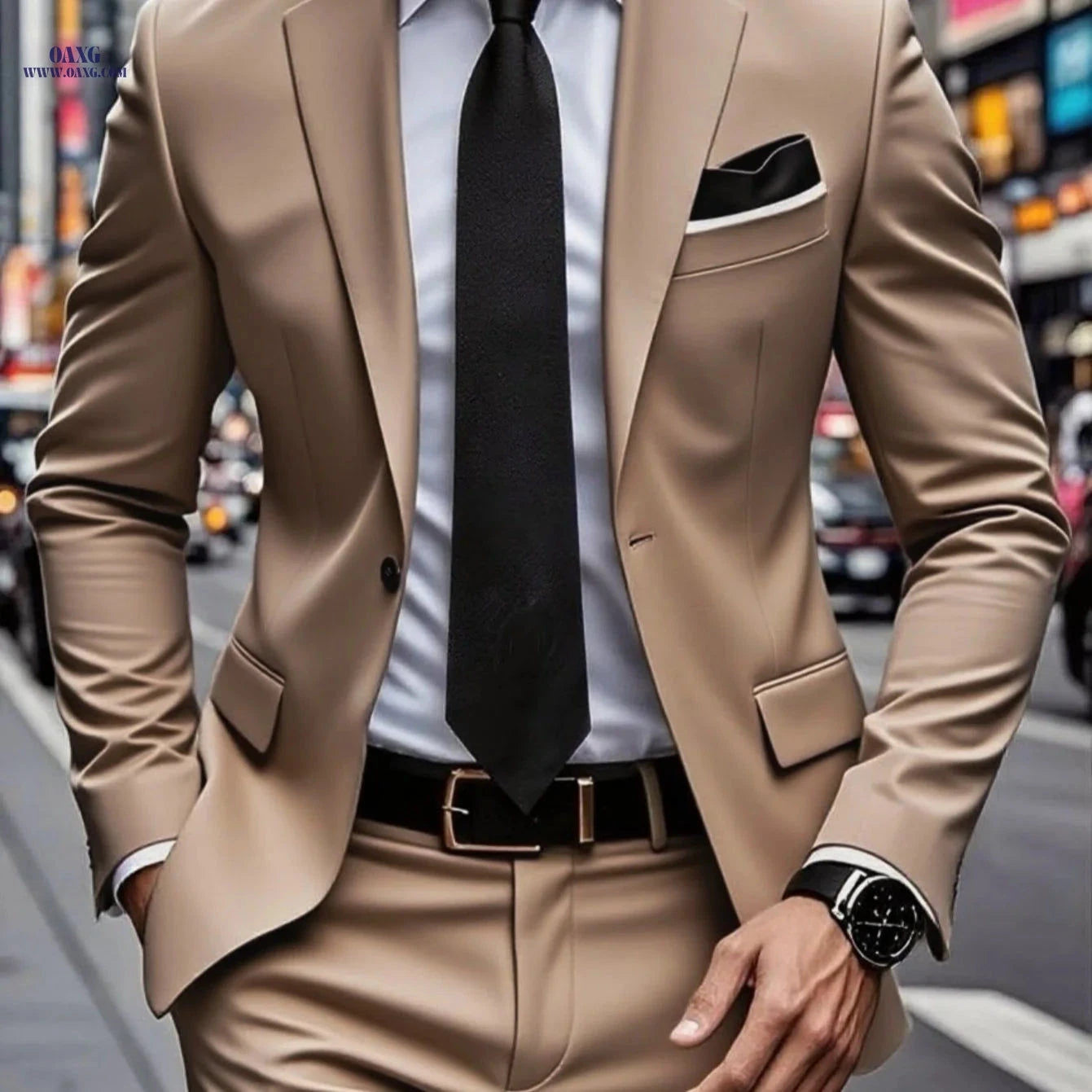 Men's Slim Fit Two-Piece Suit Set - Stylish Jacket & Trousers   OAXG 