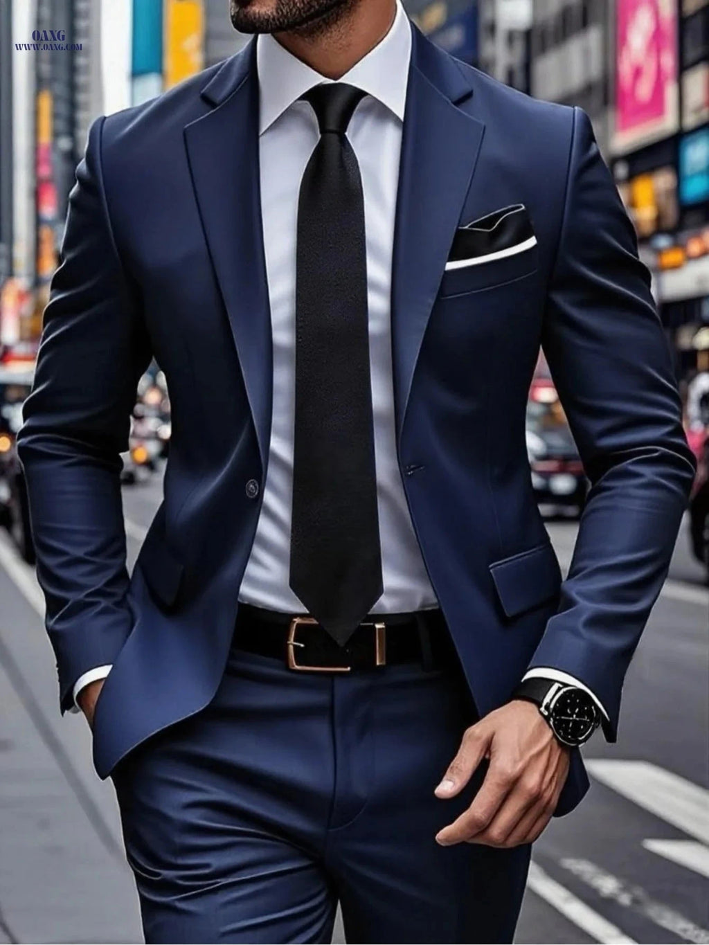 Men's Slim Fit Two-Piece Suit Set - Stylish Jacket & Trousers   OAXG 