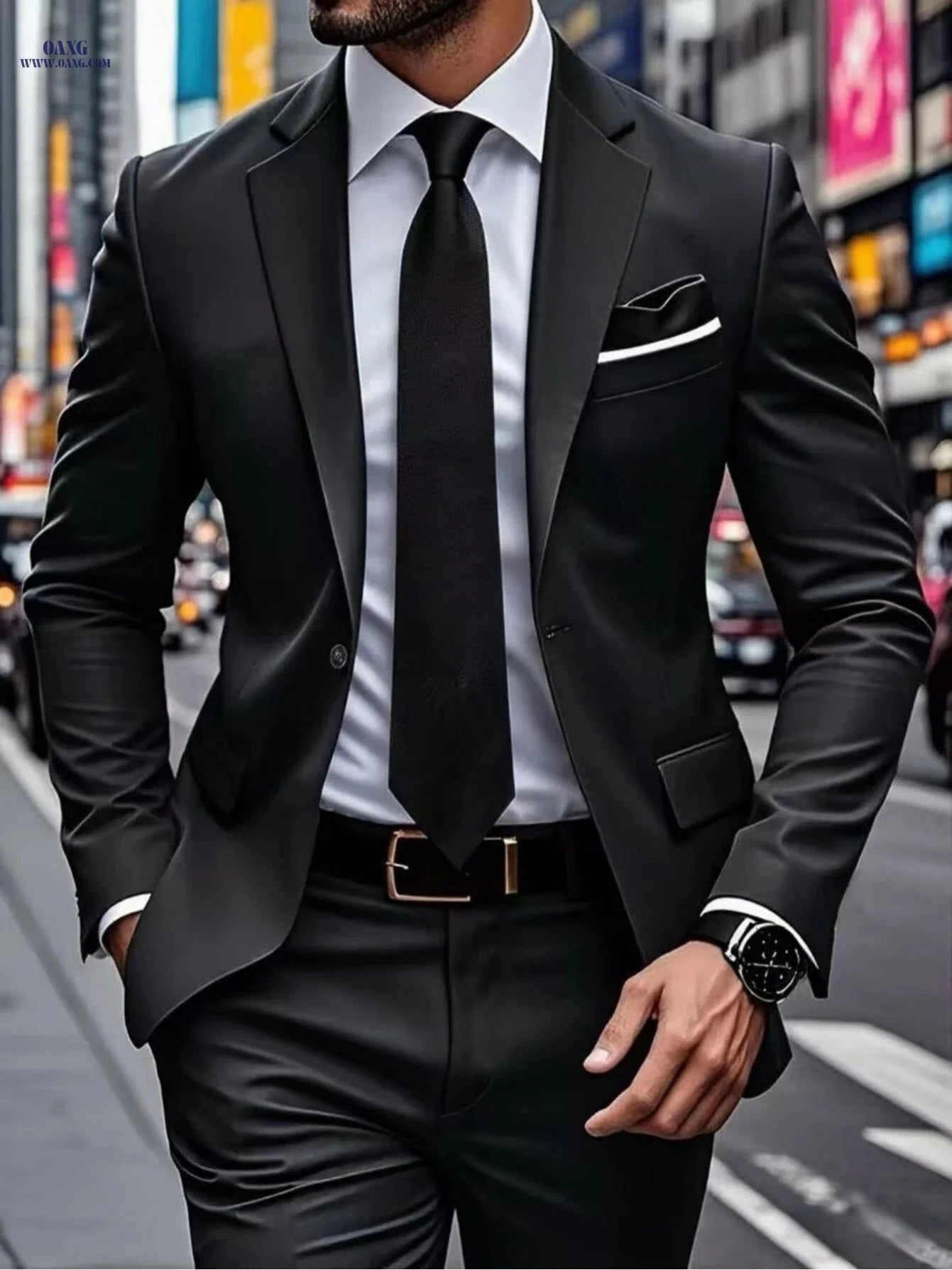 Men's Slim Fit Two-Piece Suit Set - Stylish Jacket & Trousers   OAXG 