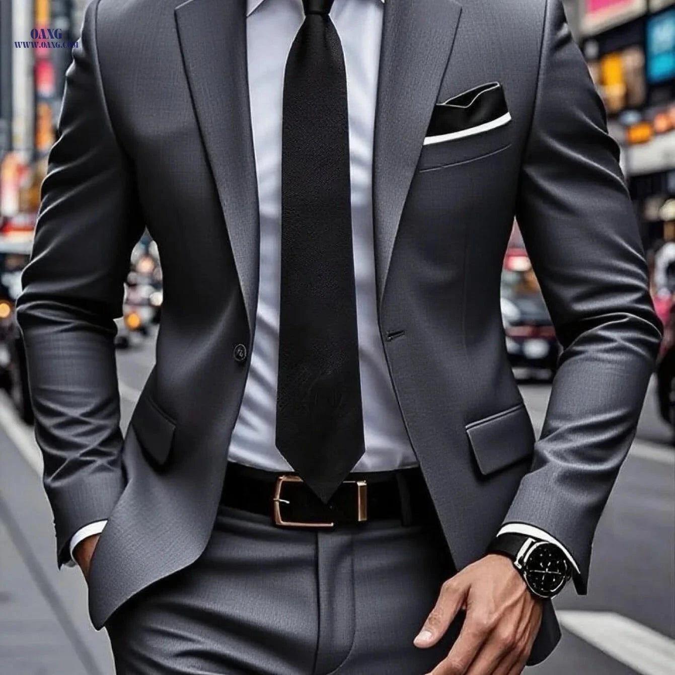 Men's Slim Fit Two-Piece Suit Set - Stylish Jacket & Trousers   OAXG 