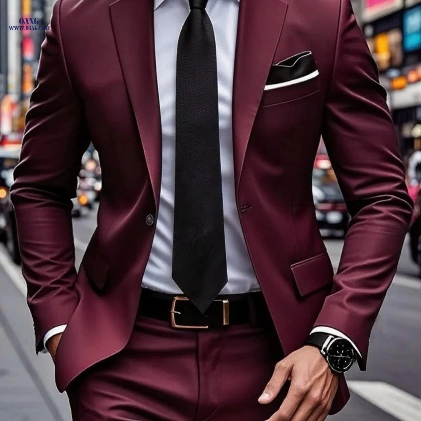 Men's Slim Fit Two-Piece Suit Set - Stylish Jacket & Trousers   OAXG 