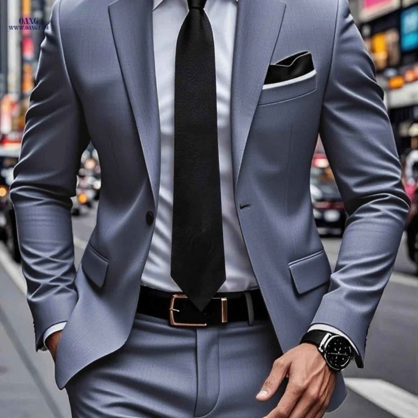 Men's Slim Fit Two-Piece Suit Set - Stylish Jacket & Trousers   OAXG 