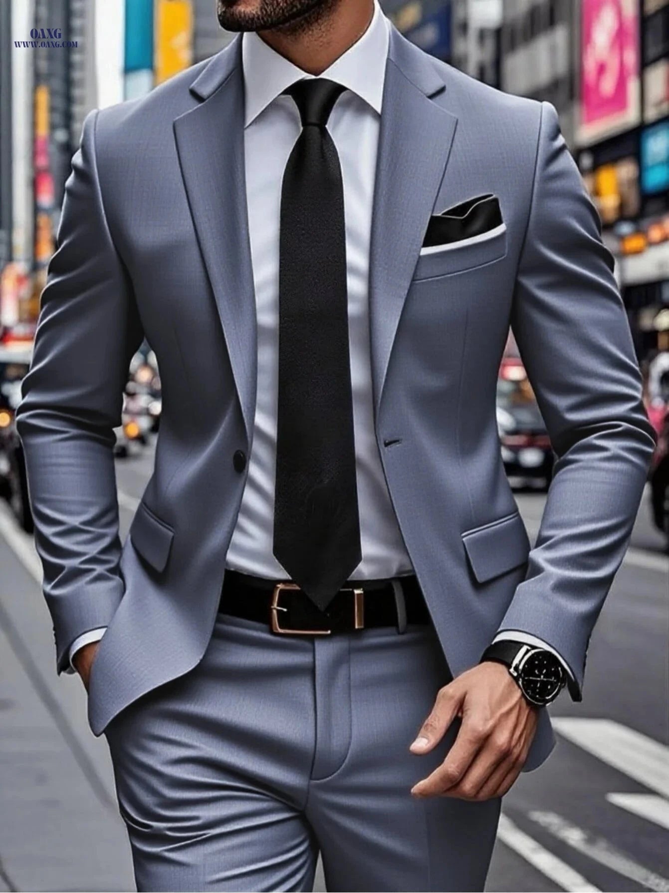 Men's Slim Fit Two-Piece Suit Set - Stylish Jacket & Trousers   OAXG 