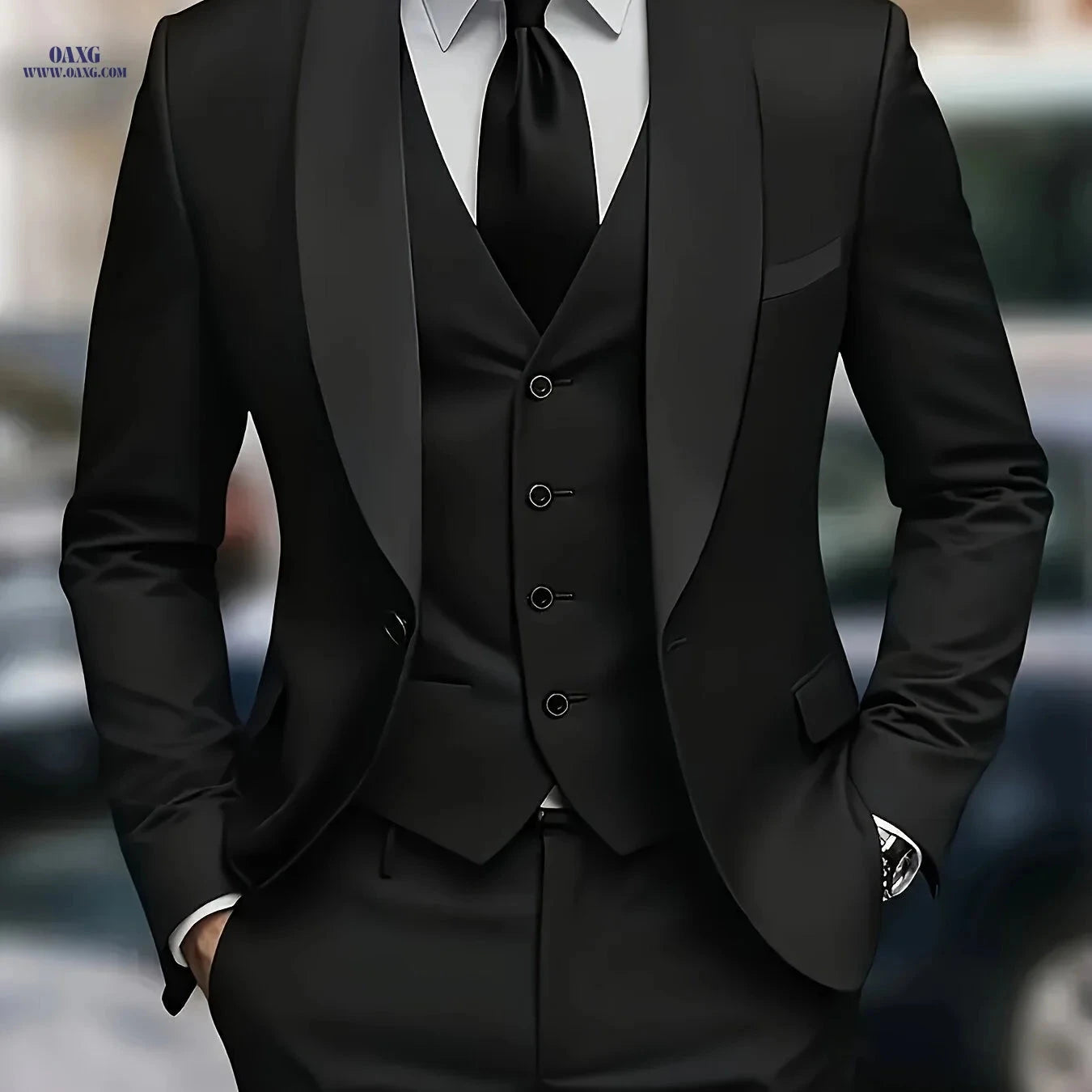 Men's Slim Fit Wedding Suit Set - Elegant All-Season Attire   OAXG 