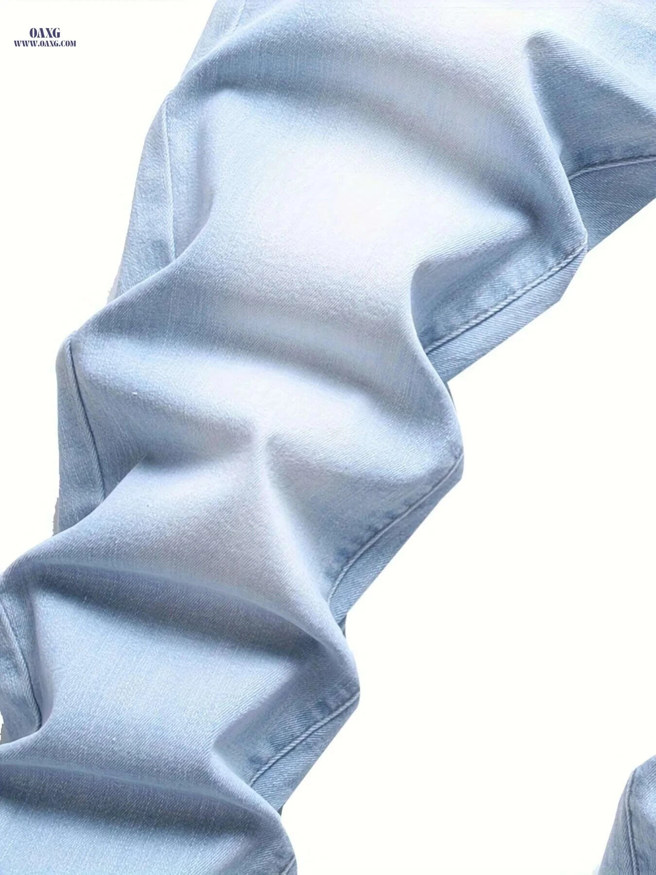 Men's Slim Stretch Jeans - Casual Mid Waist for All-Season Wear   OAXG Light Blue / 28