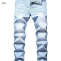 Men's Slim Stretch Jeans - Casual Mid Waist for All-Season Wear   OAXG Light Blue / 28