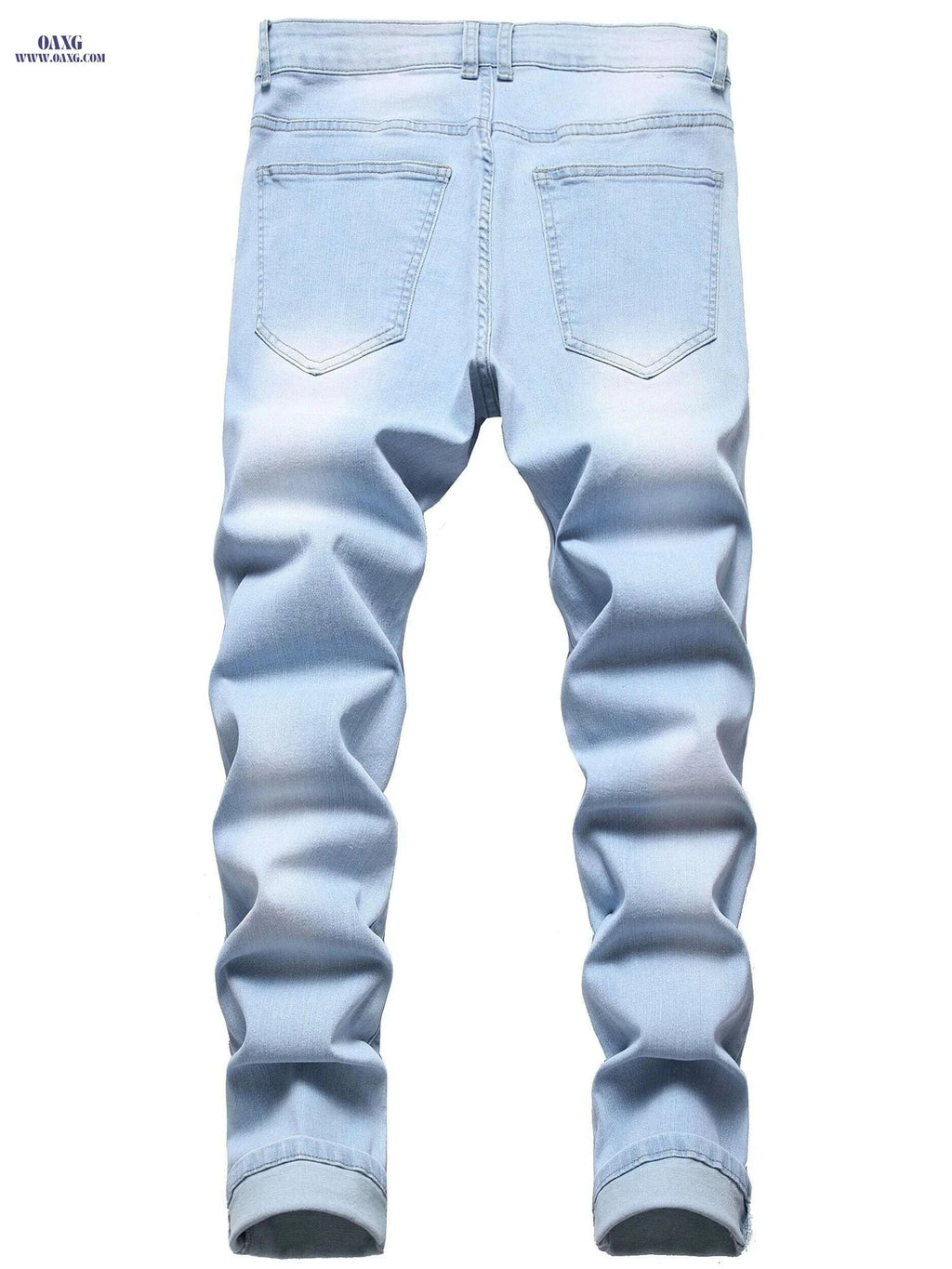 Men's Slim Stretch Jeans - Casual Mid Waist for All-Season Wear   OAXG Light Blue / 28