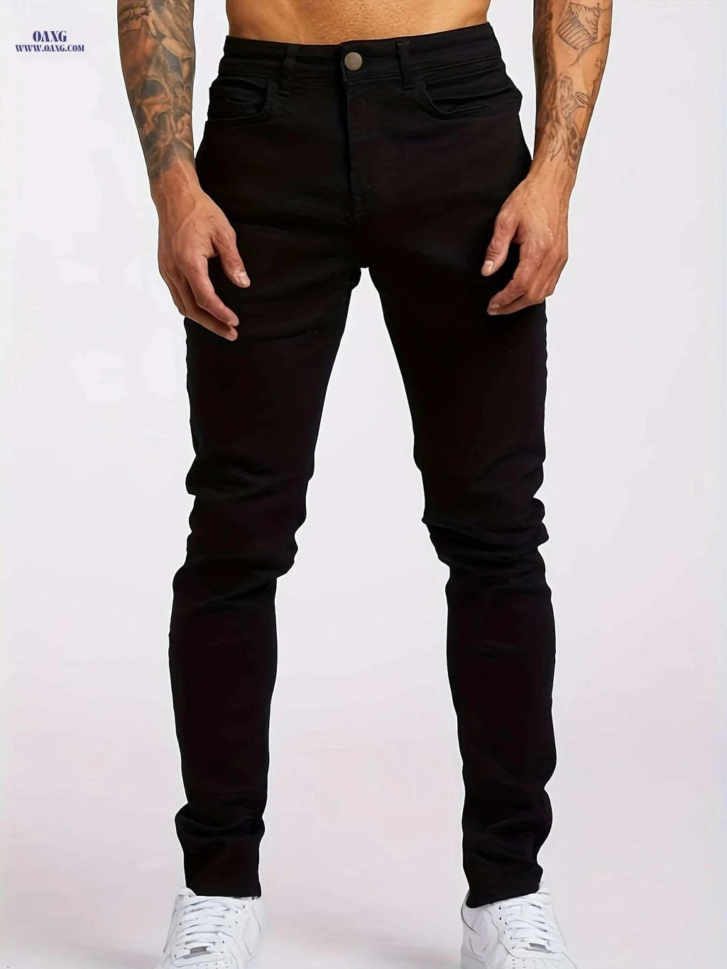 Men's Slim Stretch Jeans - Light Blue All-Season Casual Trousers   OAXG Light Blue / S