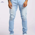 Men's Slim Stretch Jeans - Light Blue All-Season Casual Trousers   OAXG Light Blue / S