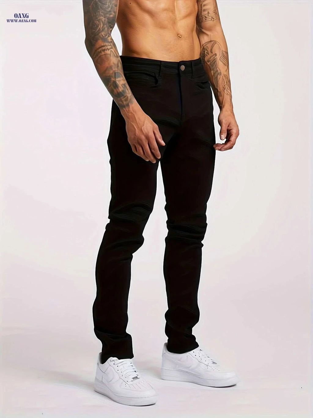 Men's Slim Stretch Jeans - Light Blue All-Season Casual Trousers   OAXG Light Blue / S