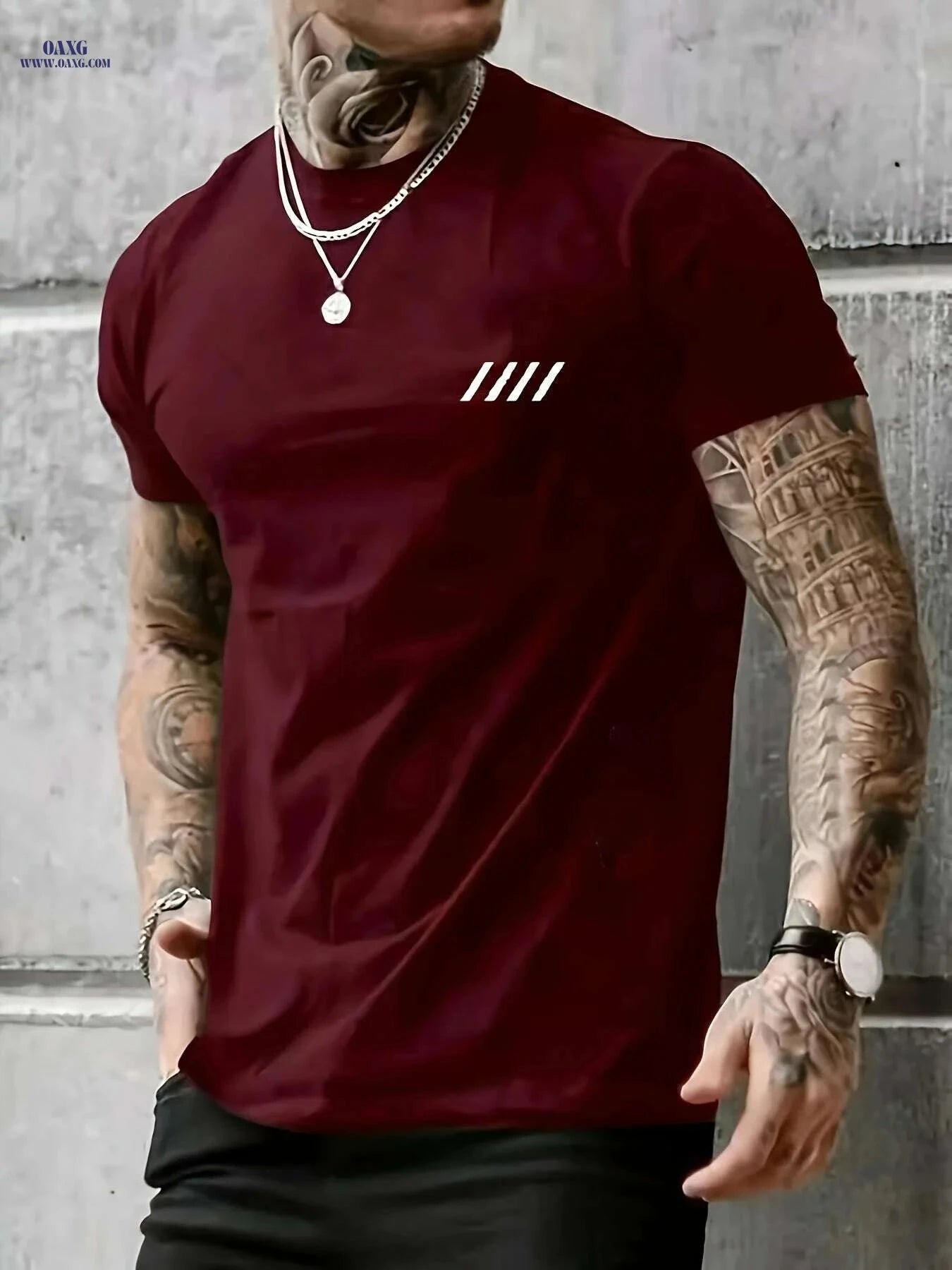 Men's Solid Black Short Sleeve T-Shirt - Crew Neck Casual Basic   OAXG 
