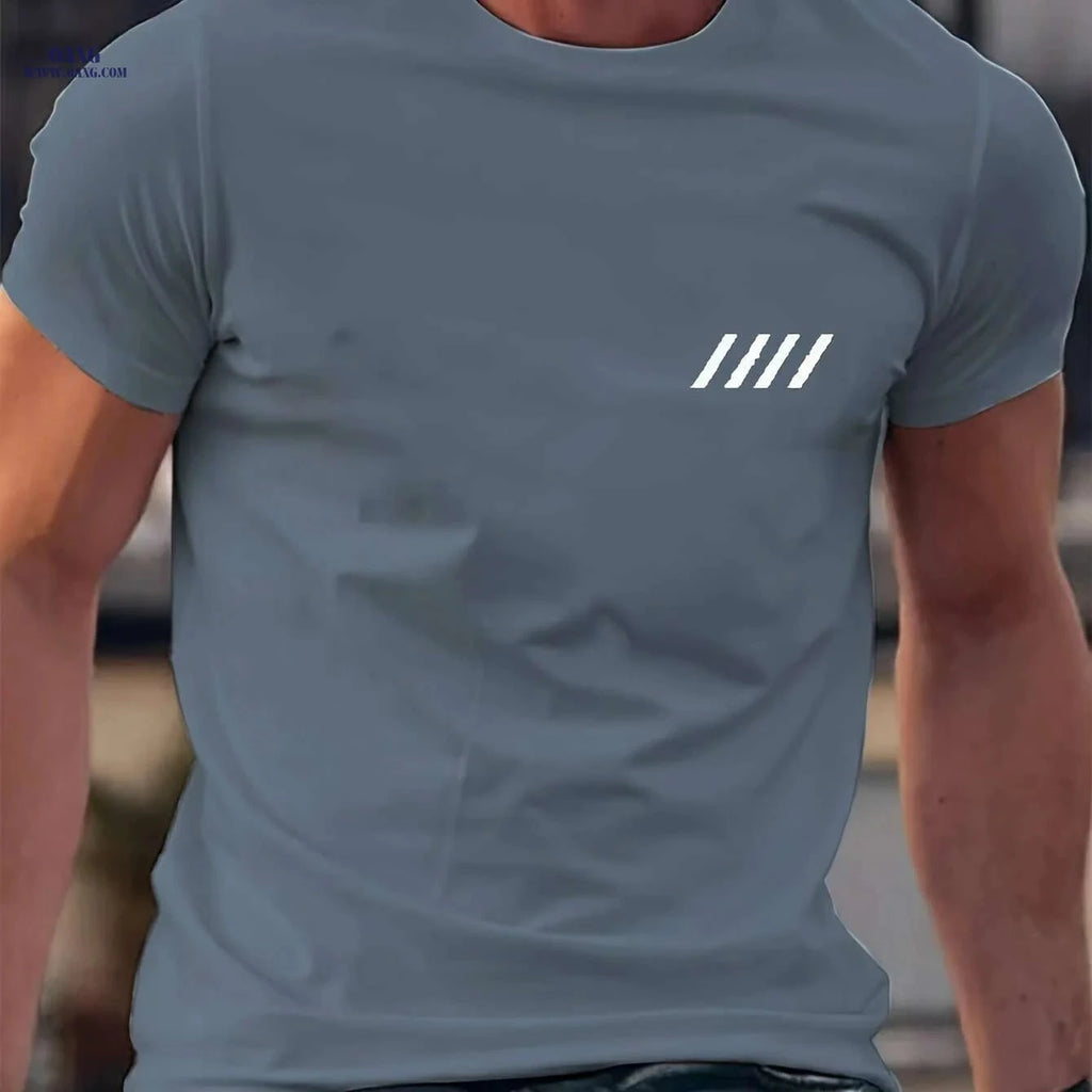 Men's Solid Black Short Sleeve T-Shirt - Crew Neck Casual Basic   OAXG 