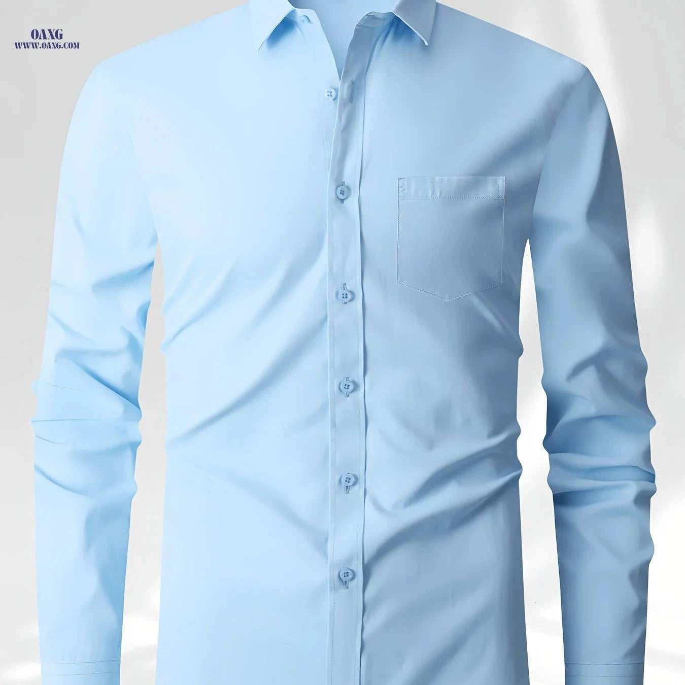 Men's Solid Color Business Long-Sleeve Shirt - Versatile Casual Style   OAXG 