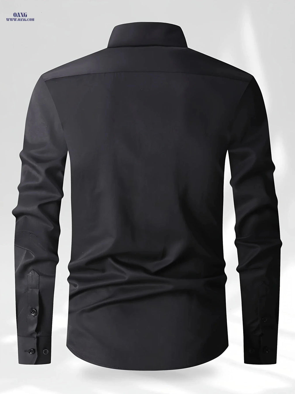 Men's Solid Color Business Long-Sleeve Shirt - Versatile Casual Style   OAXG 