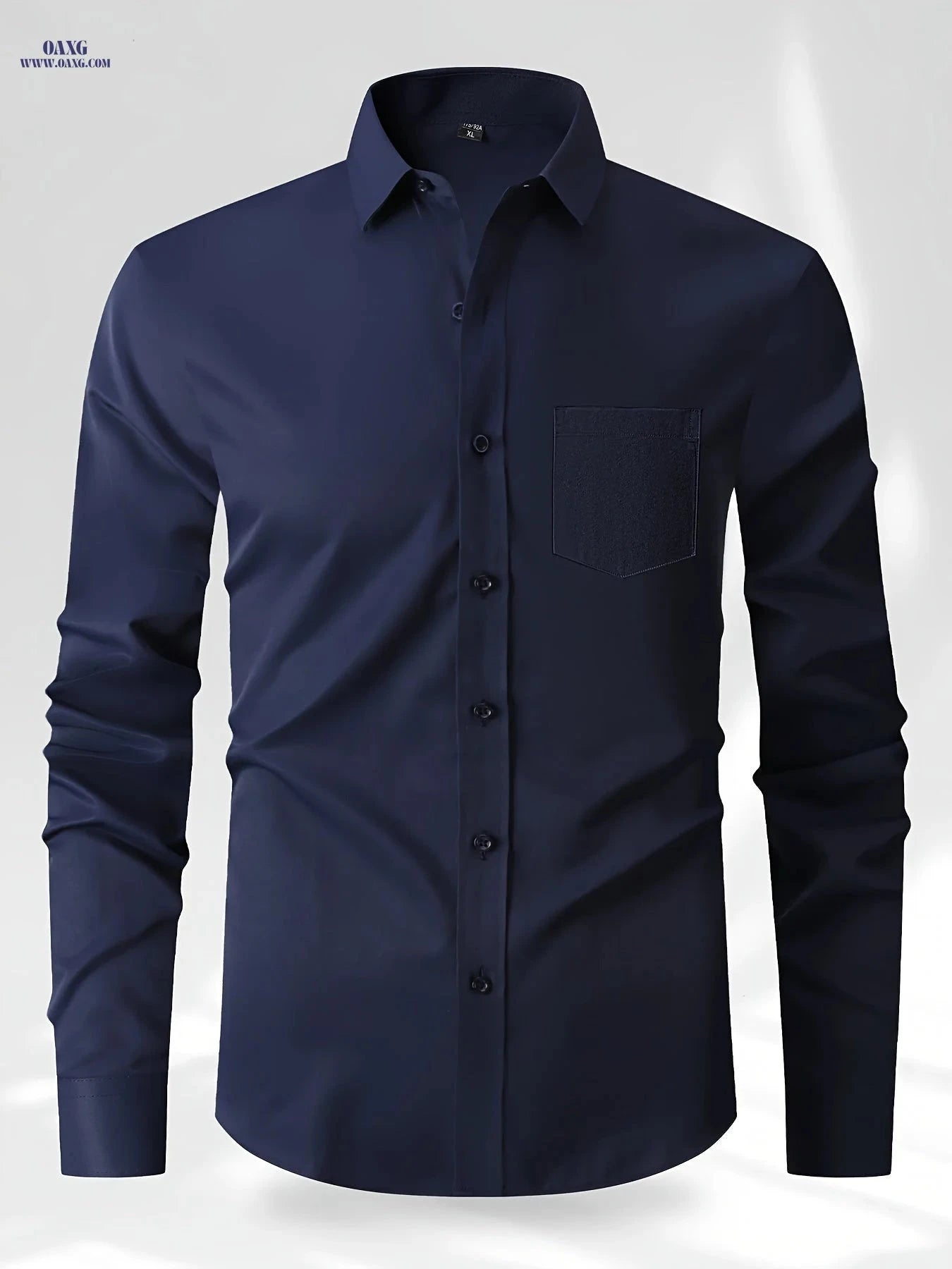 Men's Solid Color Business Long-Sleeve Shirt - Versatile Casual Style   OAXG 