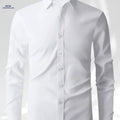 Men's Solid Color Business Long-Sleeve Shirt - Versatile Casual Style   OAXG White / FR XXS