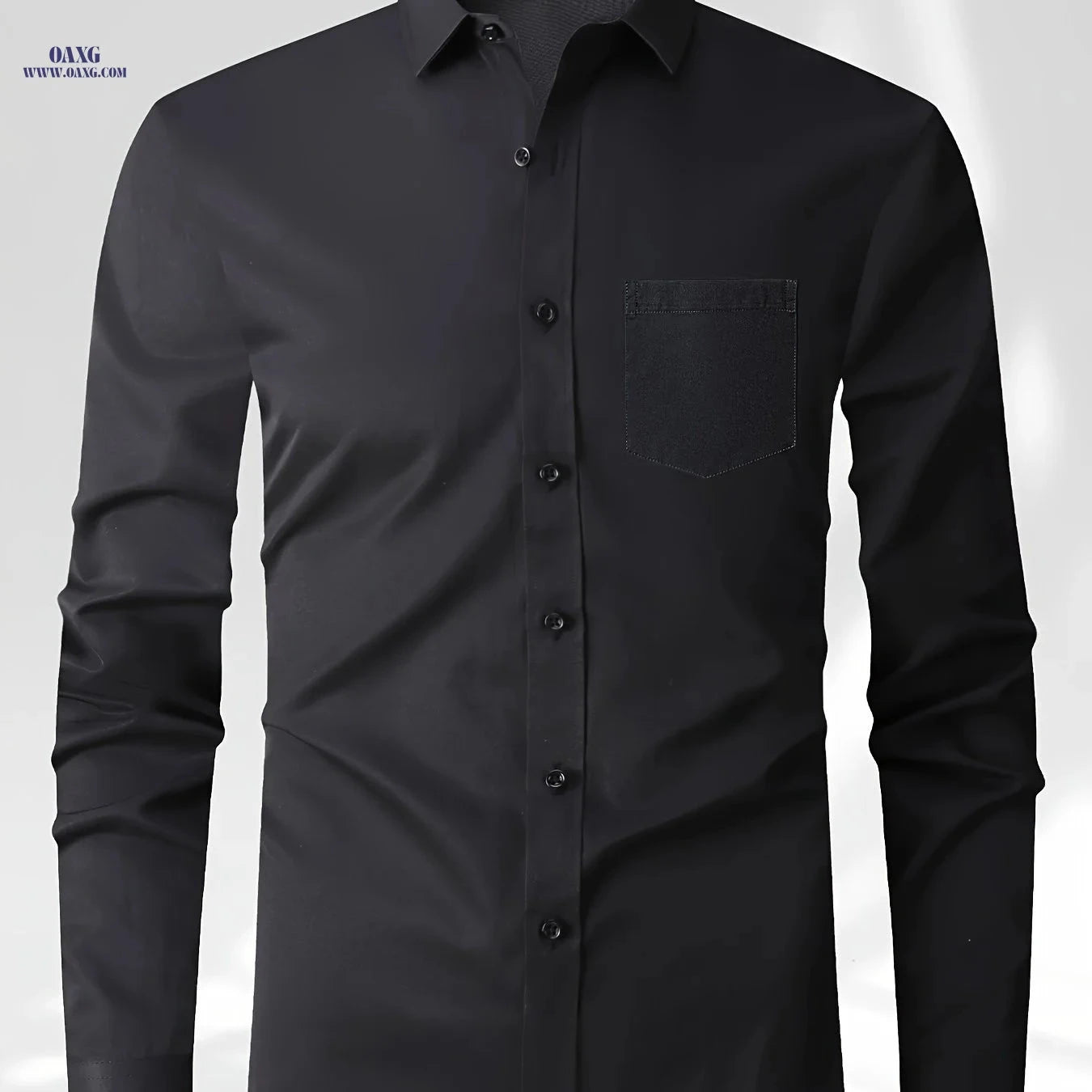 Men's Solid Color Business Long-Sleeve Shirt - Versatile Casual Style   OAXG White / FR XXS