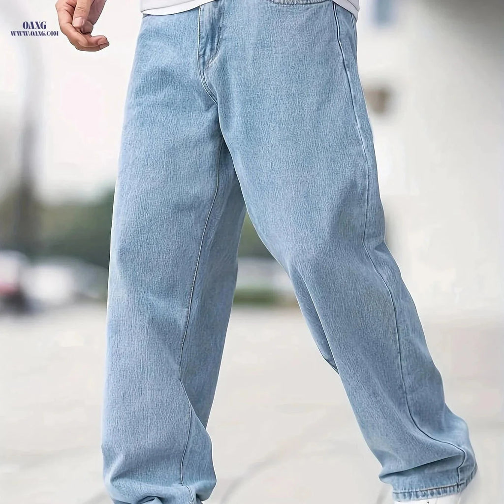 Men's Solid Color Casual Jeans - Extra Long, Straight Leg Style   OAXG Light Blue / FR S