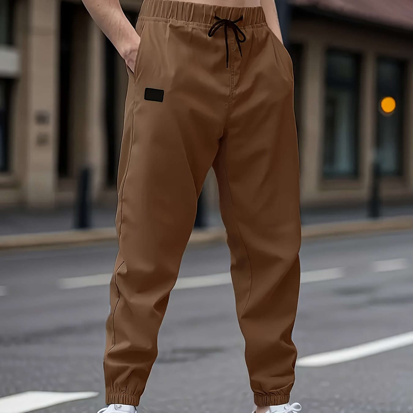 Men's Solid Color Drawstring Cargo Pants - Perfect for Spring & Autumn   OAXG 
