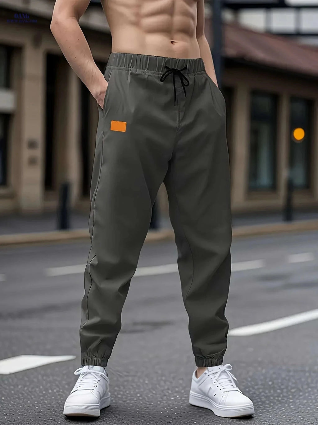 Men's Solid Color Drawstring Cargo Pants - Perfect for Spring & Autumn   OAXG 