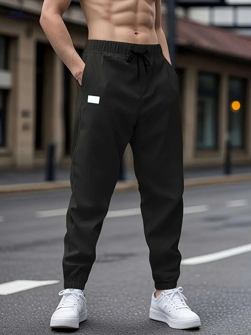 Men's Solid Color Drawstring Cargo Pants - Perfect for Spring & Autumn   OAXG 