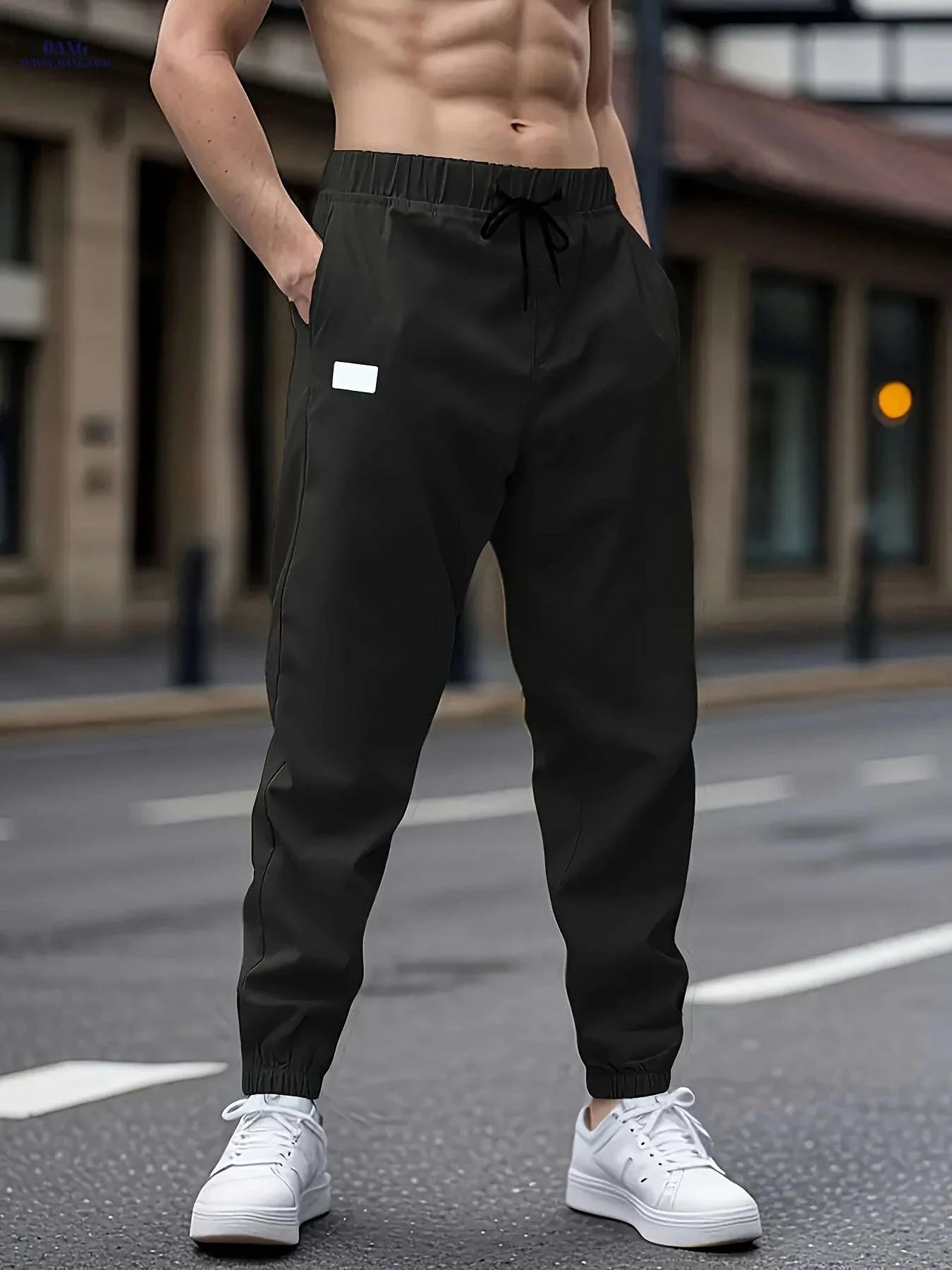 Men's Solid Color Drawstring Cargo Pants - Perfect for Spring & Autumn   OAXG 