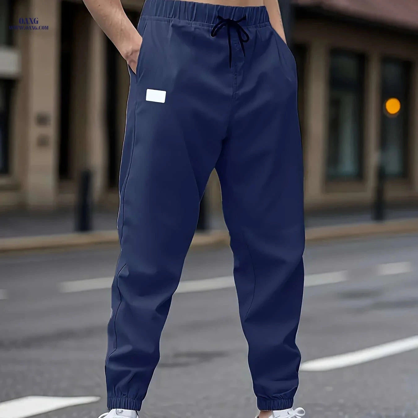 Men's Solid Color Drawstring Cargo Pants - Perfect for Spring & Autumn   OAXG 