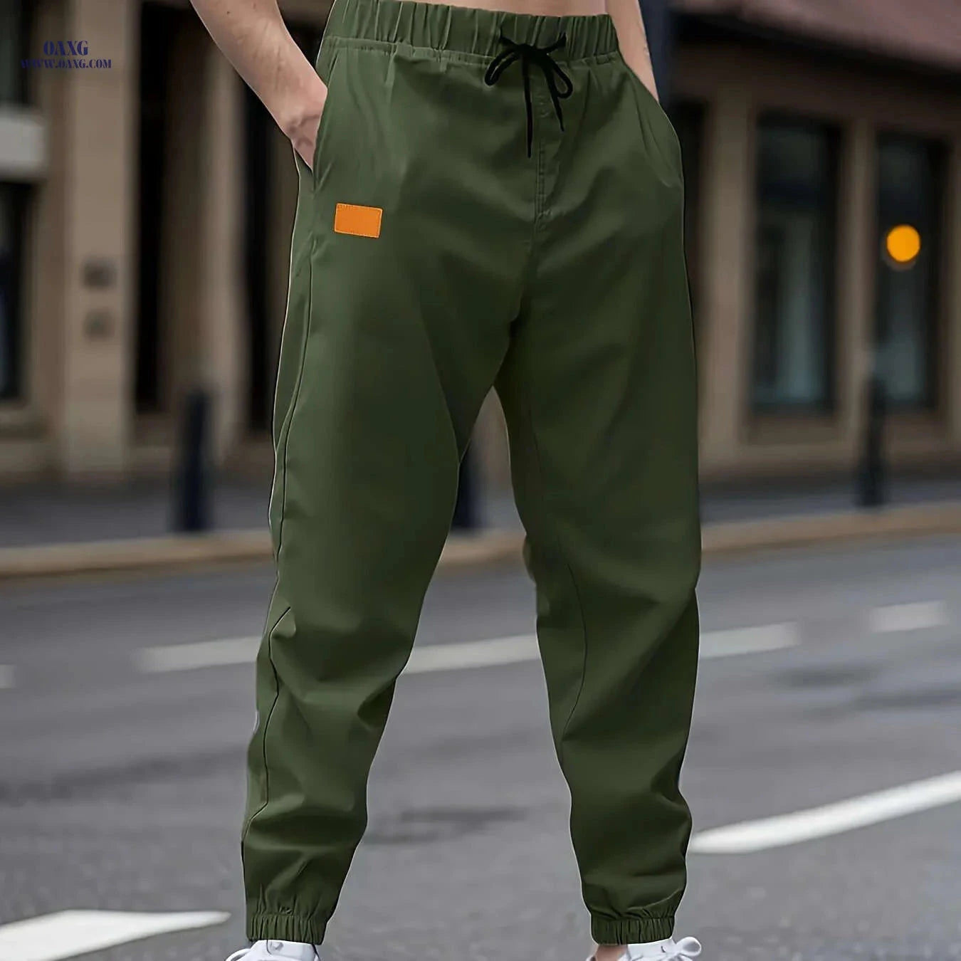Men's Solid Color Drawstring Cargo Pants - Perfect for Spring & Autumn   OAXG 