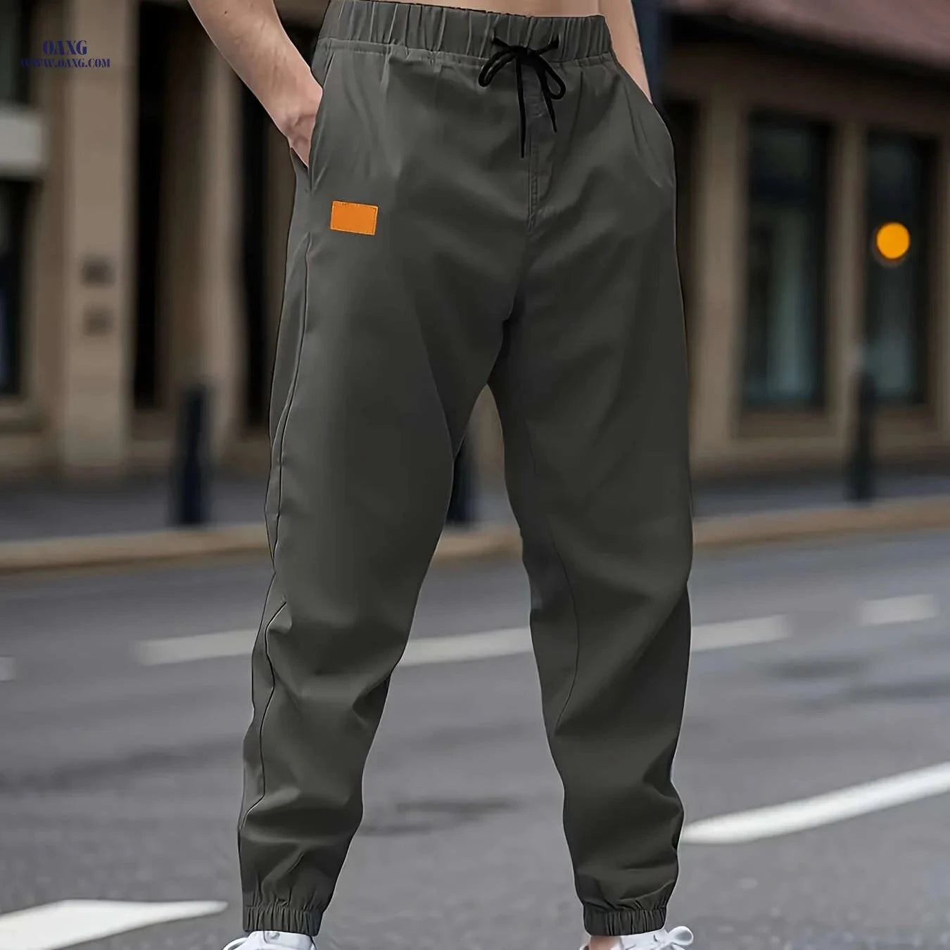 Men's Solid Color Drawstring Cargo Pants - Perfect for Spring & Autumn   OAXG 
