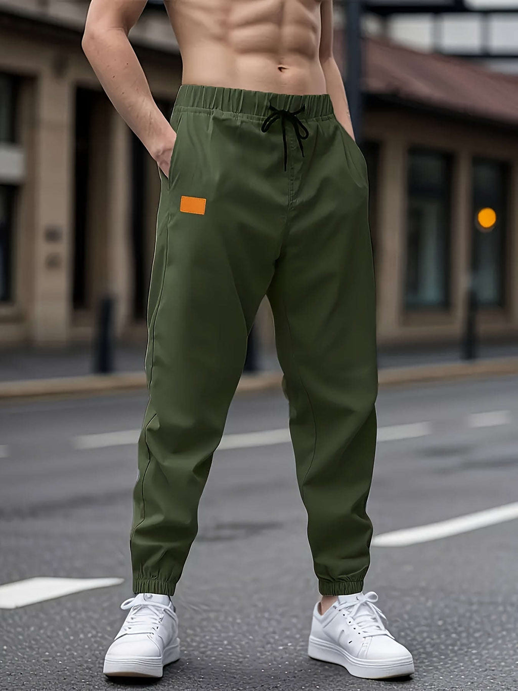 Men's Solid Color Drawstring Cargo Pants - Perfect for Spring & Autumn   OAXG 
