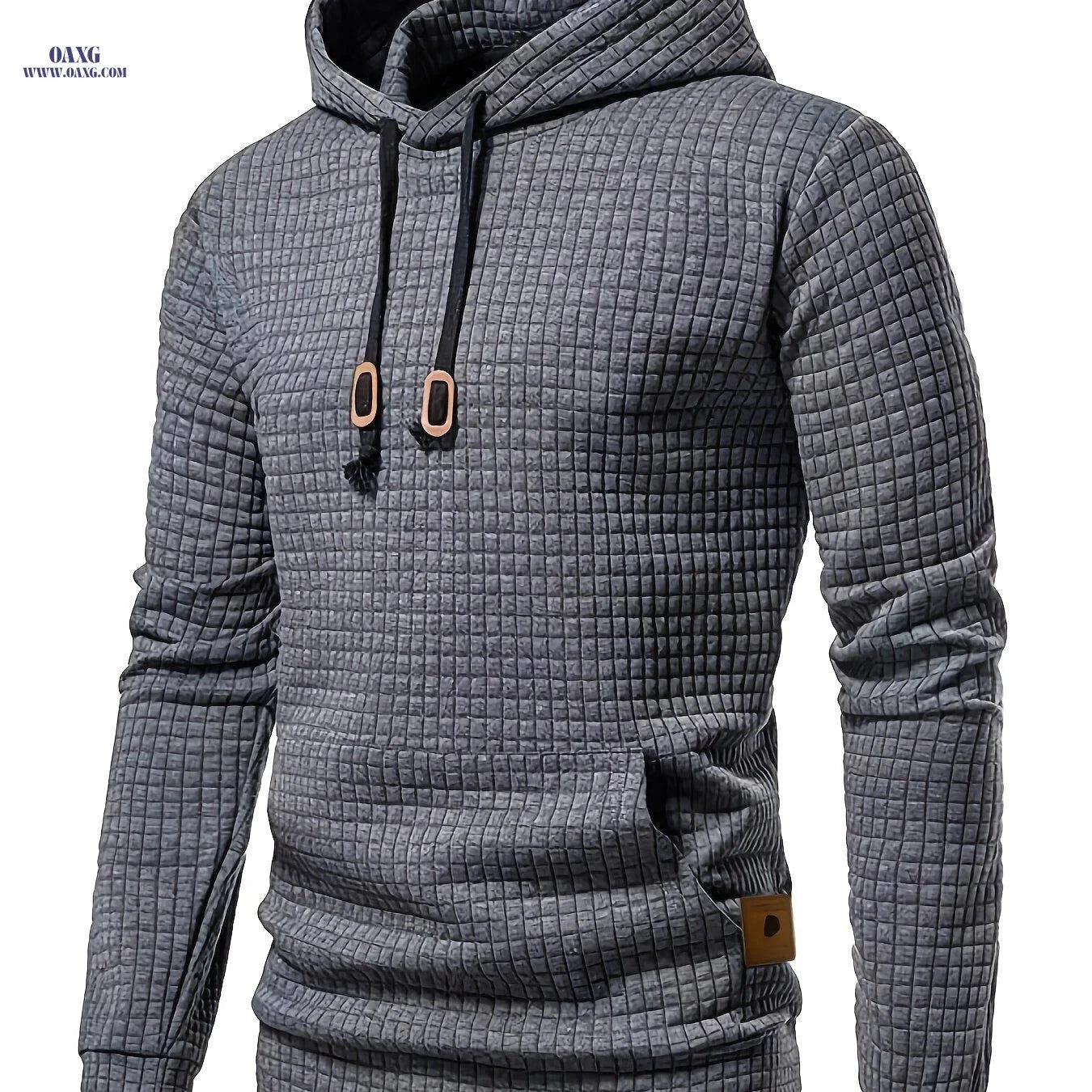 Men's Solid Color Hoodie - Casual Loose Drawstring Sweatshirt   OAXG 