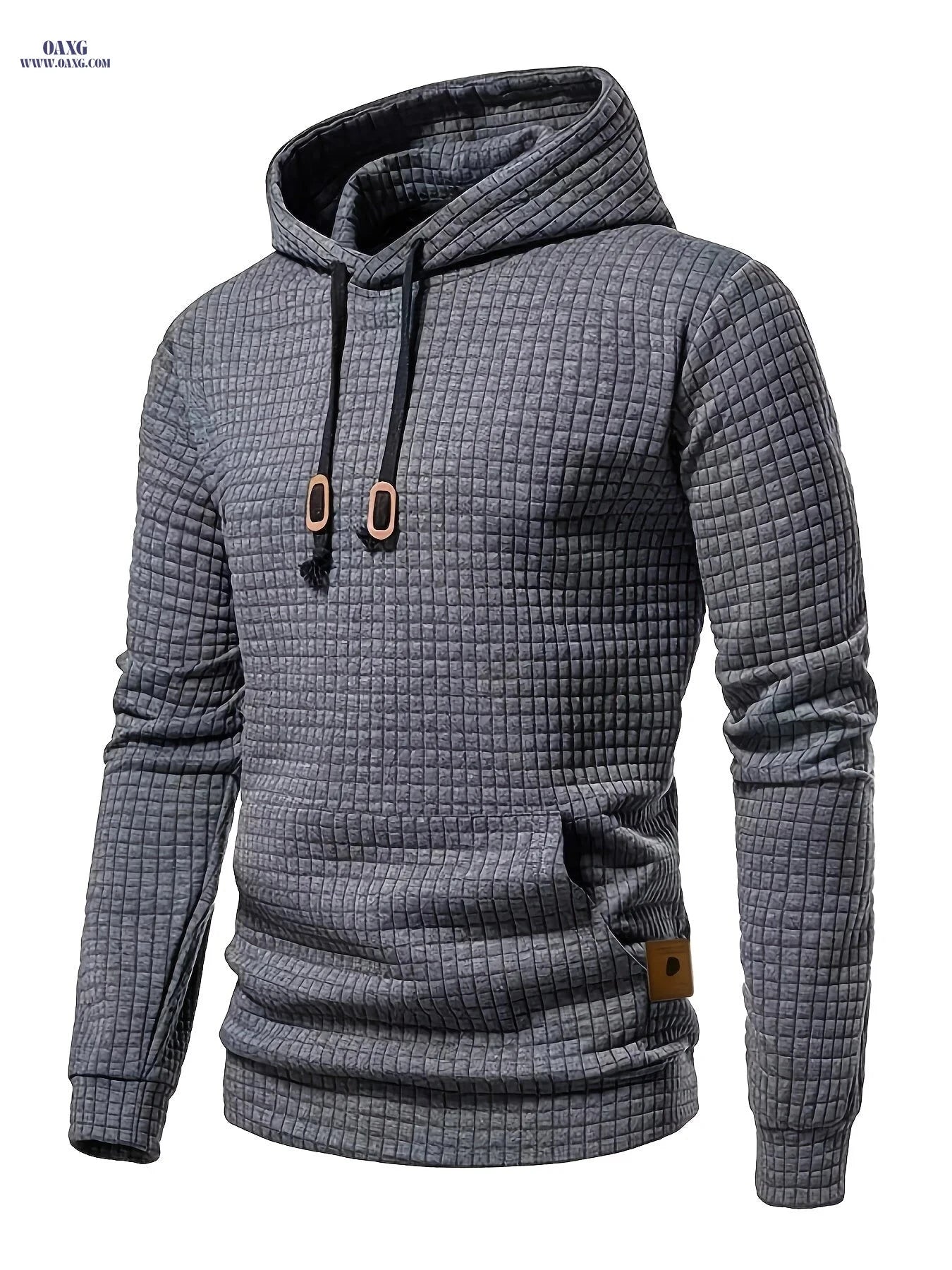 Men's Solid Color Hoodie - Casual Loose Drawstring Sweatshirt   OAXG 