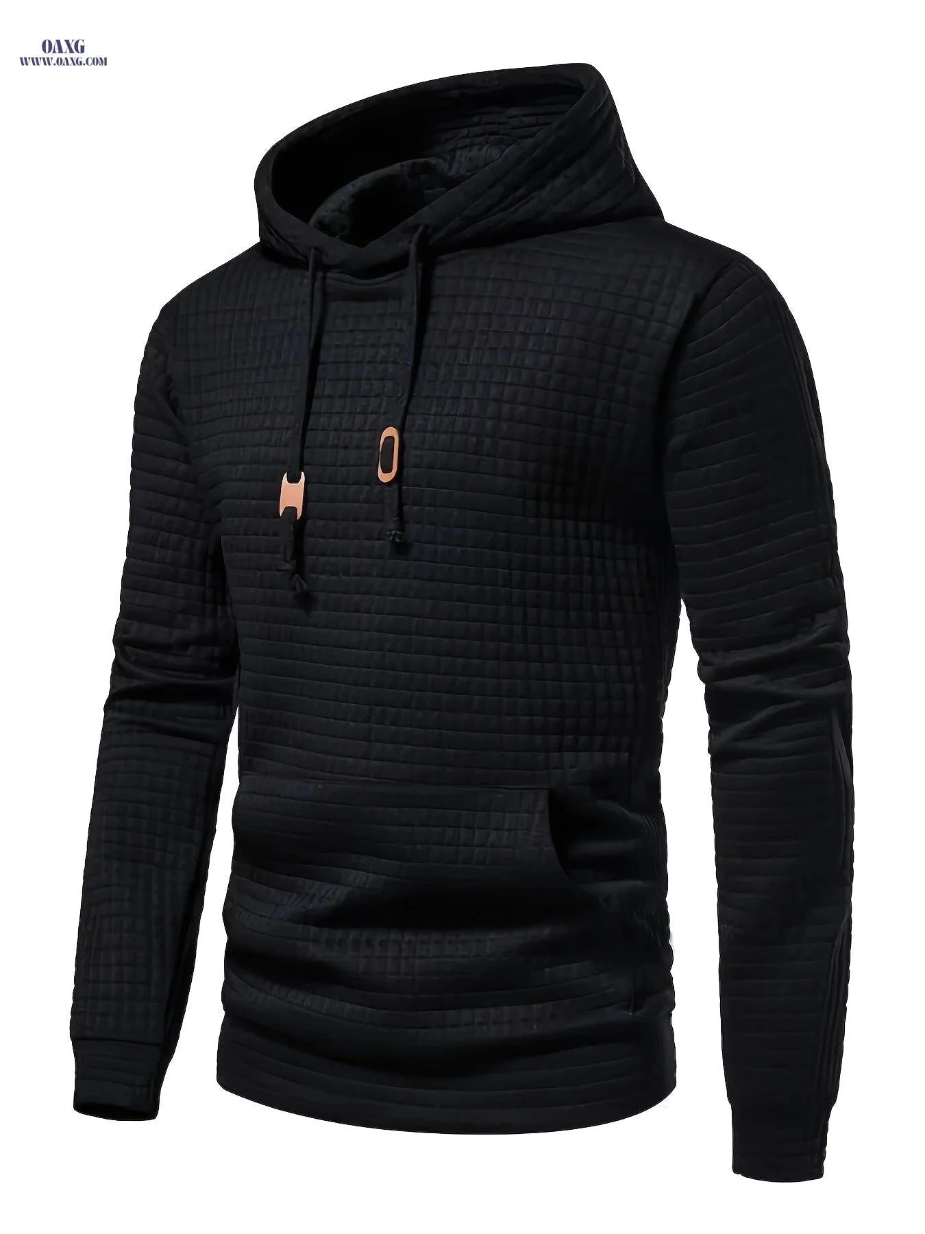 Men's Solid Color Hoodie - Casual Loose Drawstring Sweatshirt   OAXG 