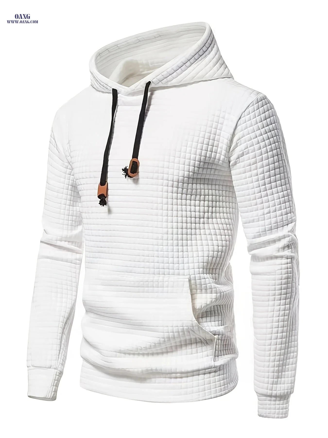 Men's Solid Color Hoodie - Casual Loose Drawstring Sweatshirt   OAXG Black / FR S