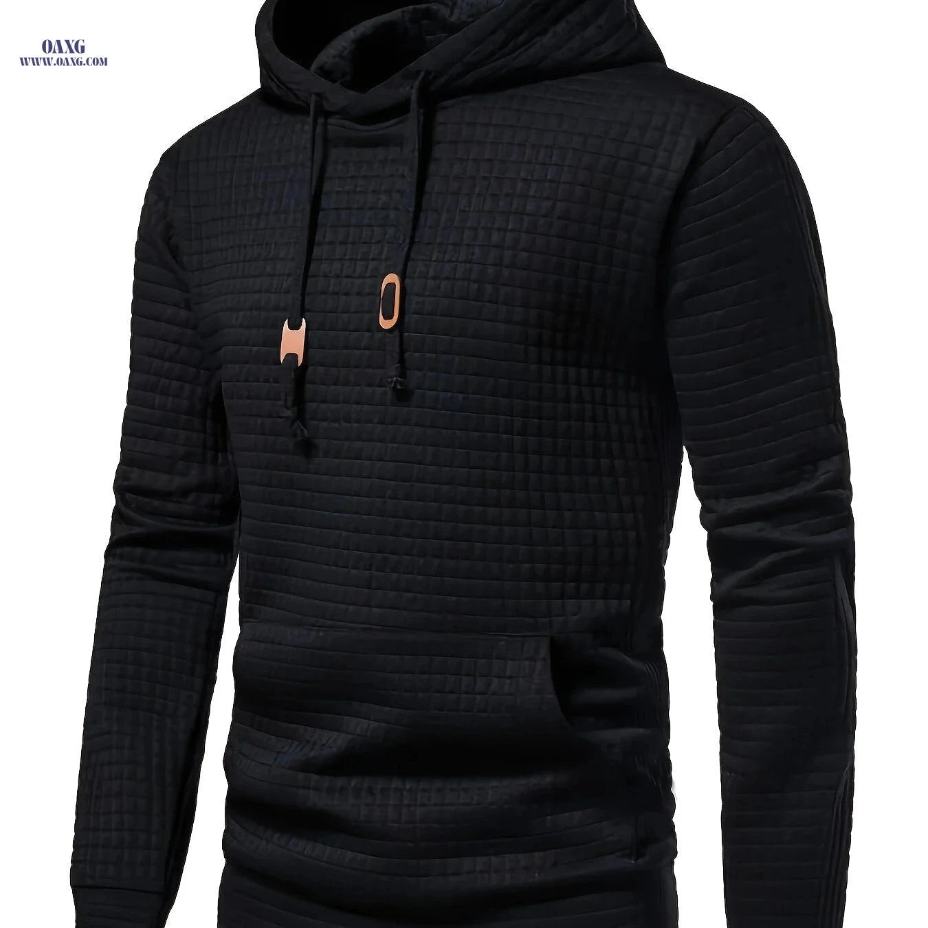 Men's Solid Color Hoodie - Casual Loose Drawstring Sweatshirt   OAXG Black / FR S