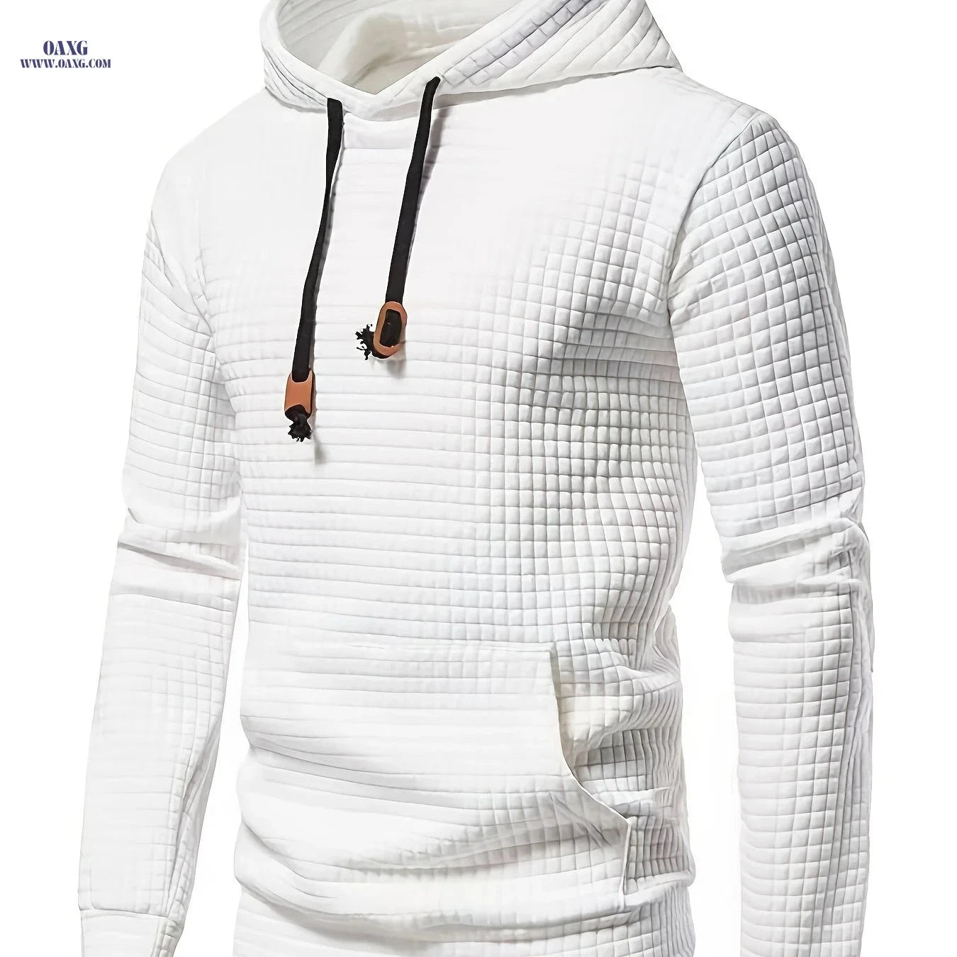 Men's Solid Color Hoodie - Casual Loose Drawstring Sweatshirt   OAXG 