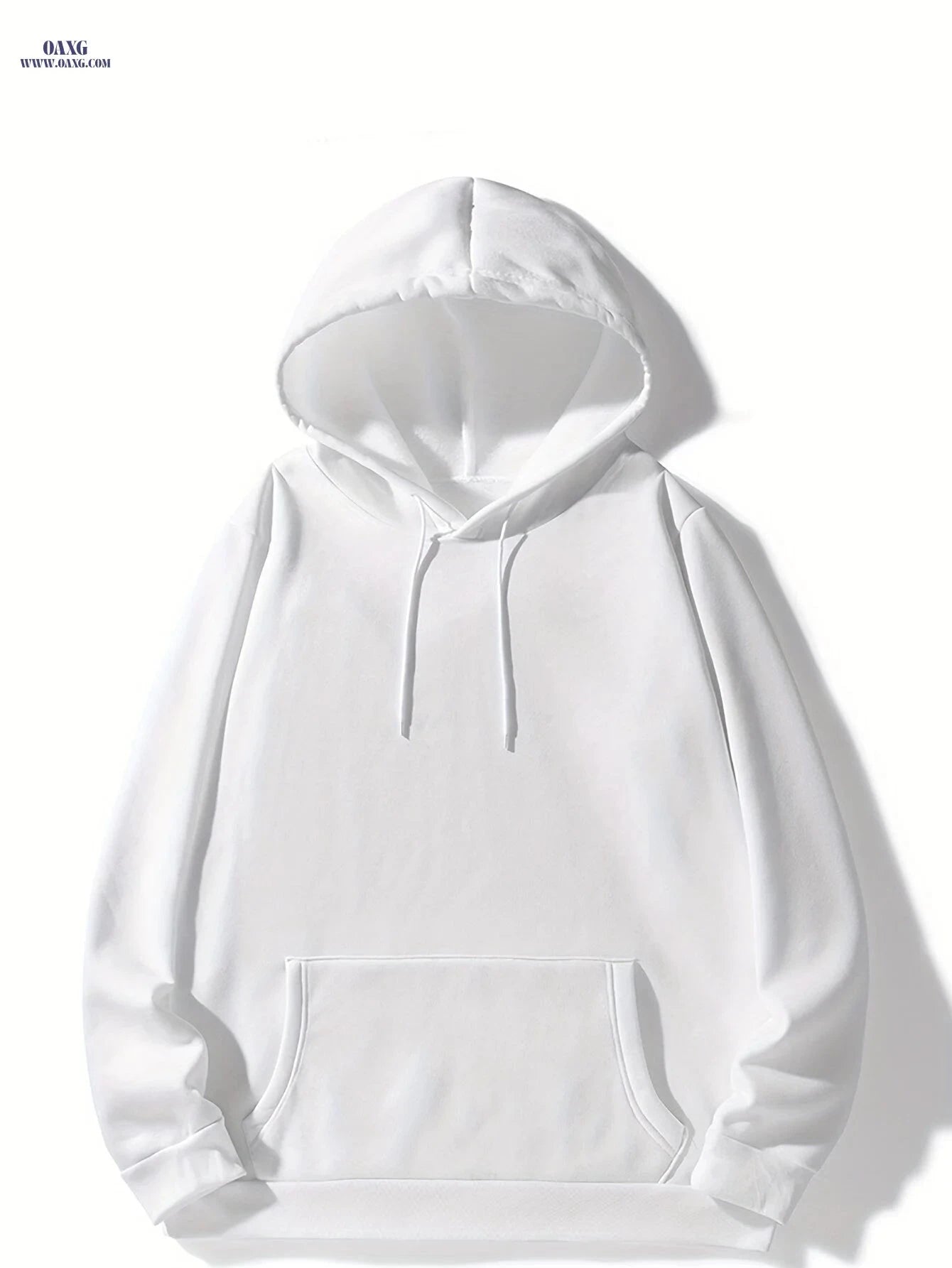 Men's Solid Color Hoodie - Casual Pullover with Kangaroo Pocket   OAXG 