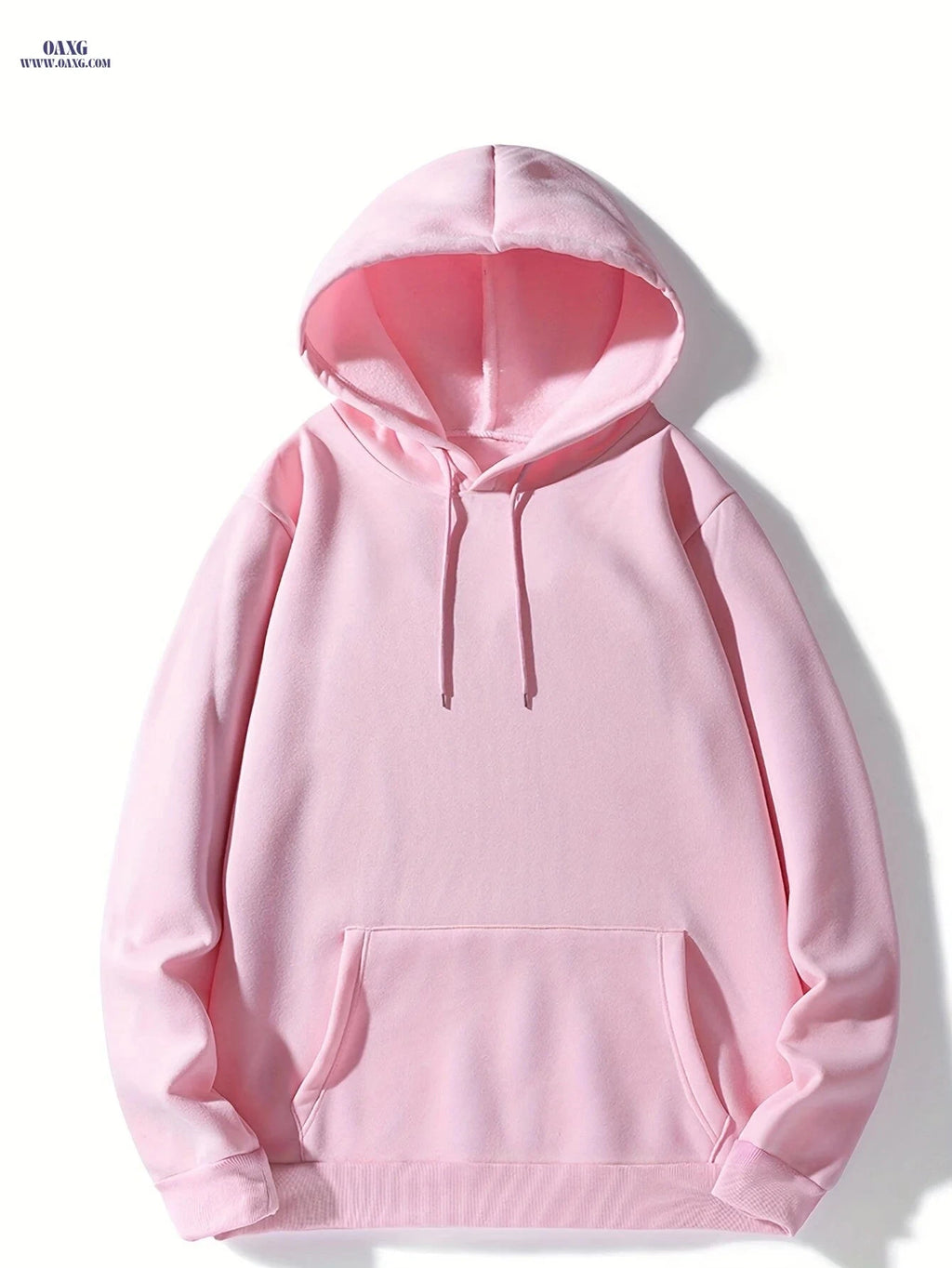 Men's Solid Color Hoodie - Casual Pullover with Kangaroo Pocket   OAXG 