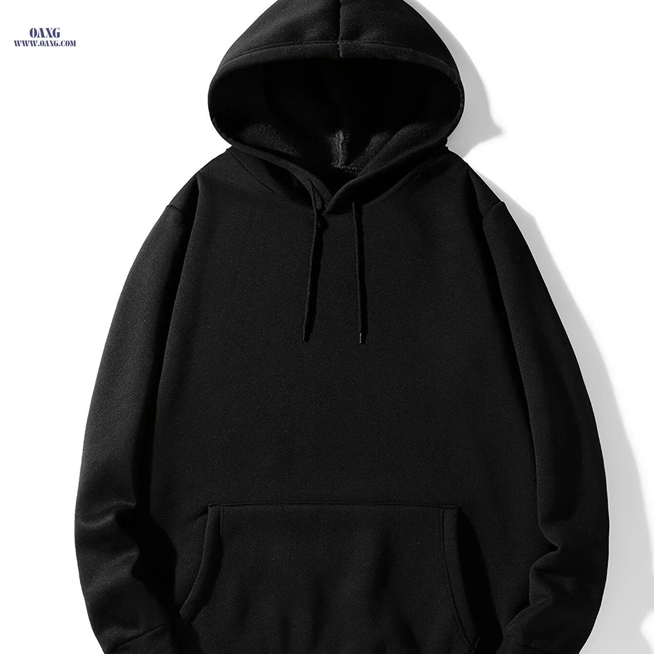 Men's Solid Color Hoodie - Casual Pullover with Kangaroo Pocket   OAXG 