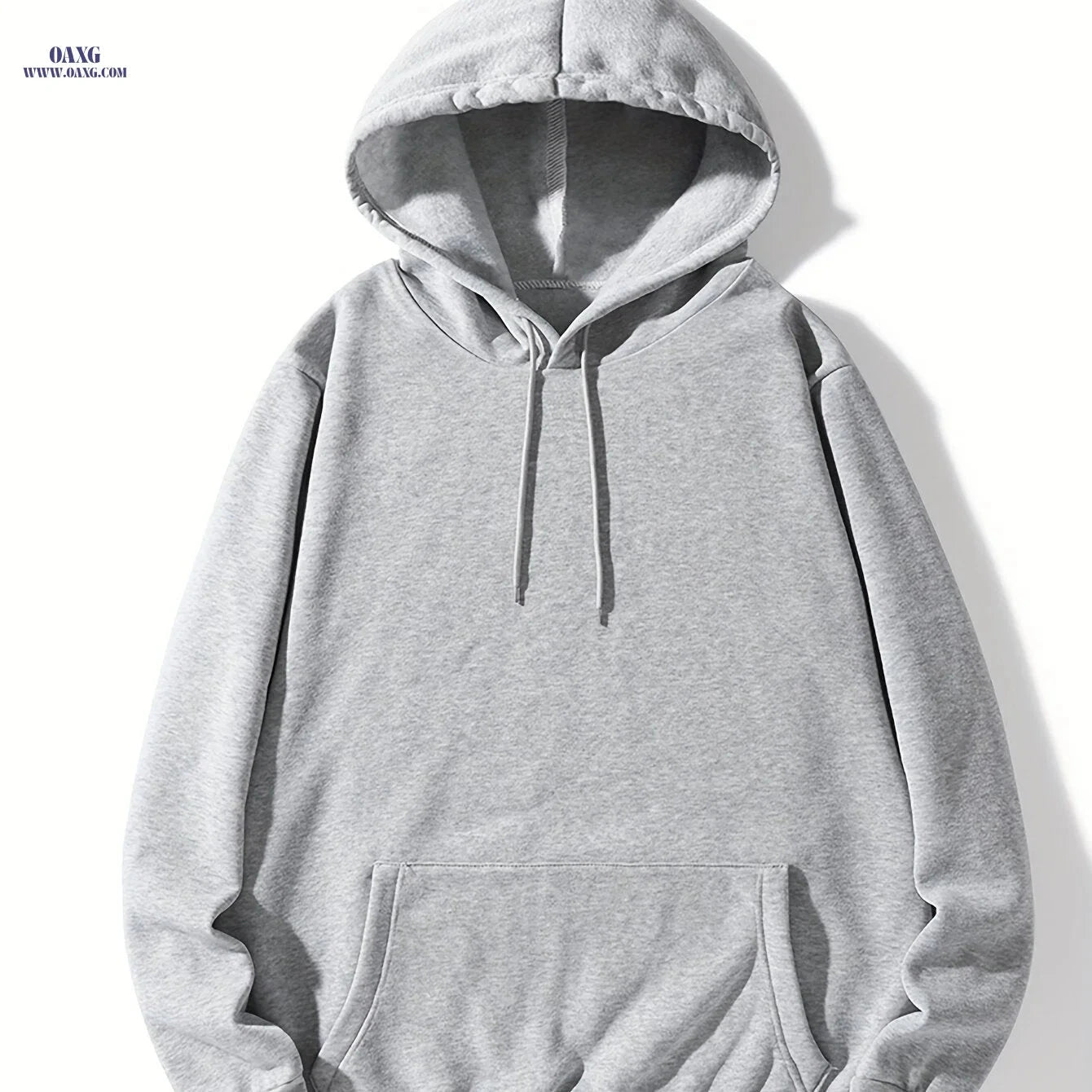Men's Solid Color Hoodie - Casual Pullover with Kangaroo Pocket   OAXG 