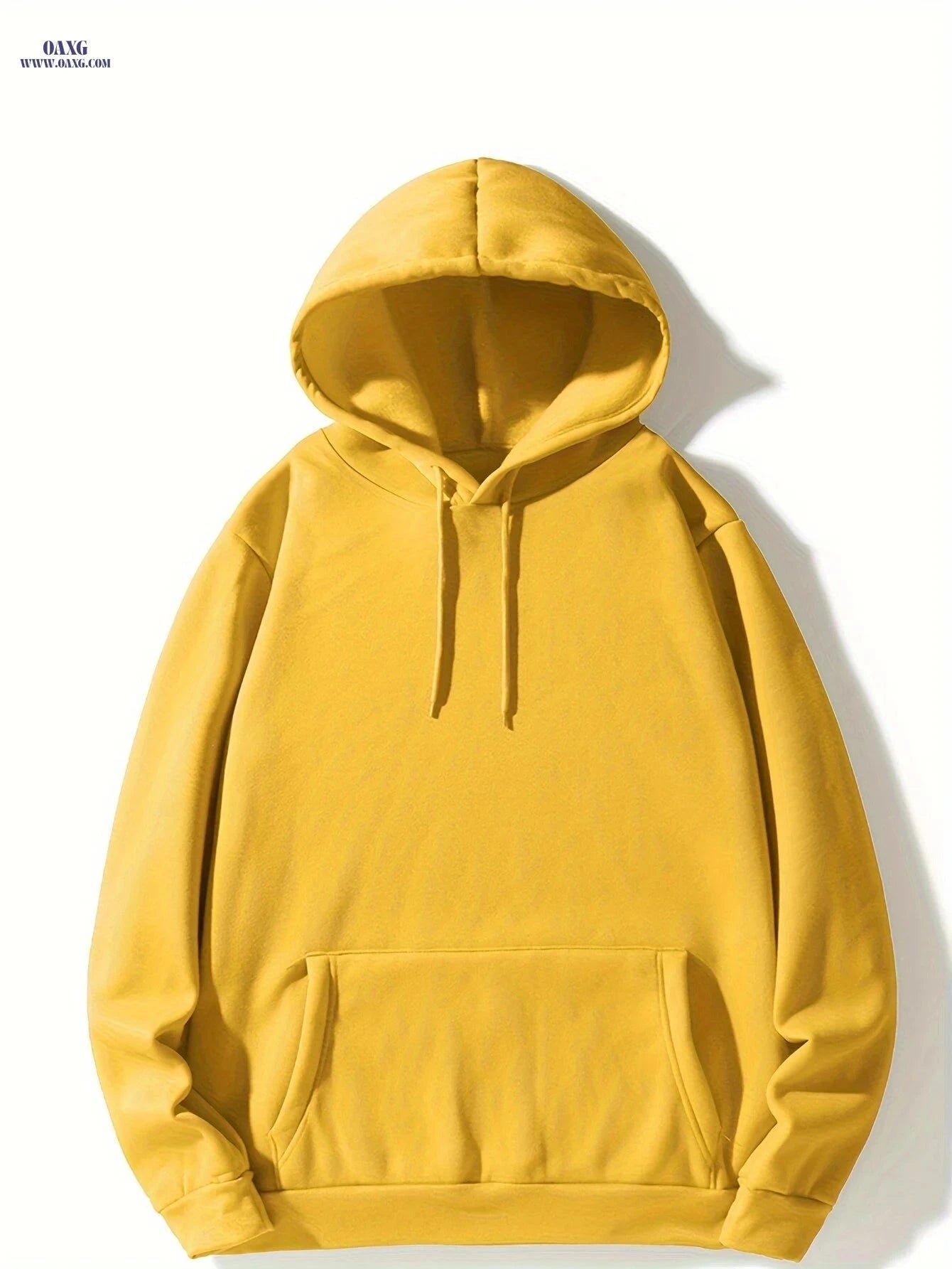 Men's Solid Color Hoodie - Casual Pullover with Kangaroo Pocket   OAXG 